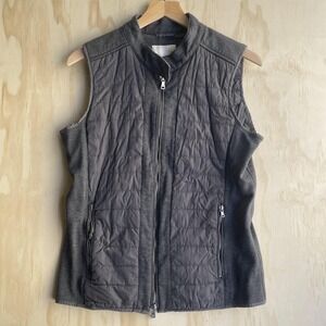 Calvin Klein Jeans Vest Womens Large Gray Quilted Full Zip Stand Collar Casual